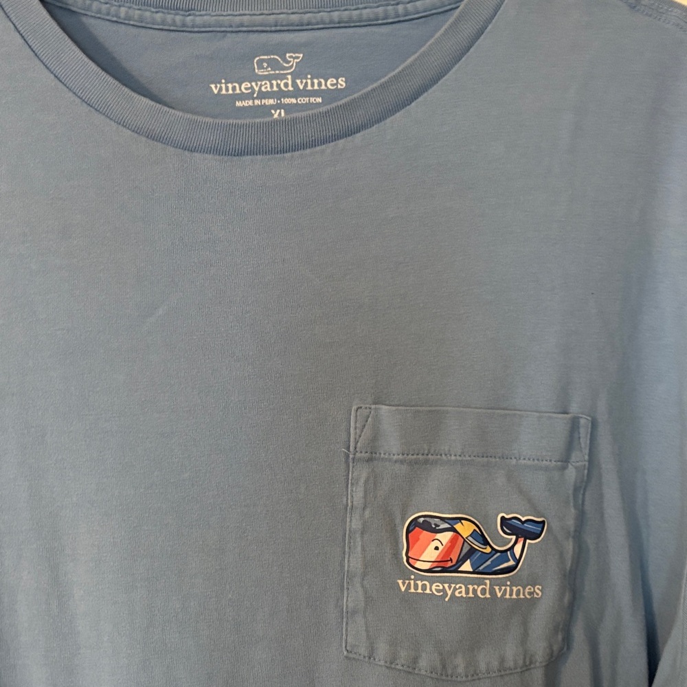 Vineyard Vines Blue Tee with Nautical Whale Design - Picture 3 of 4